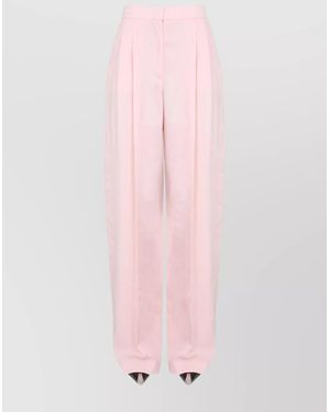 McQueen Wool Wide-Leg Trousers - Pink