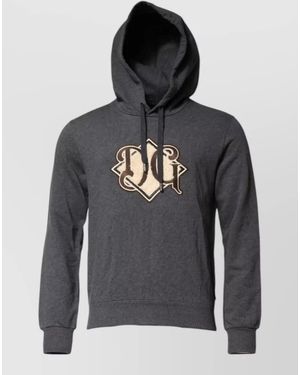 Dolce & Gabbana Logo Patch Hooded Sweatshirt Jumper - Grey