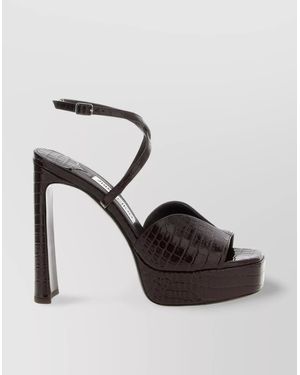 Jimmy Choo 'Karli' Croc-Embossed Leather Platform Sandals - Black