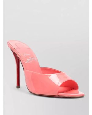 Christian Louboutin Patent Leather Open-Toe Stiletto-Heel Mules - Pink
