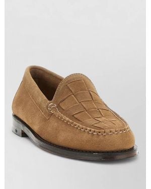 G.H. Bass & Co. Weejuns Venetian Suede Loafers Round Toe Woven - Brown