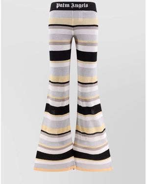 Palm Angels Knit Striped Pants Flared Bottom - Gray