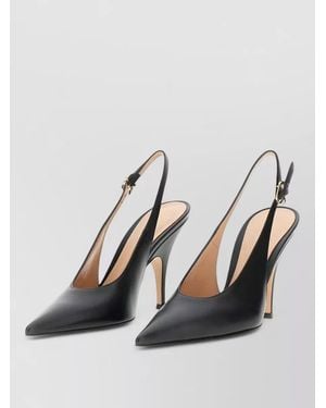 Gianvito Rossi Sofia Leather Slingback Court Shoes Pointed Toe - Grey