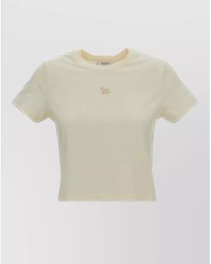 Maison Kitsuné Organic Cotton Cropped Baby Fox Logo Short-Sleeve T-Shirt - Natural