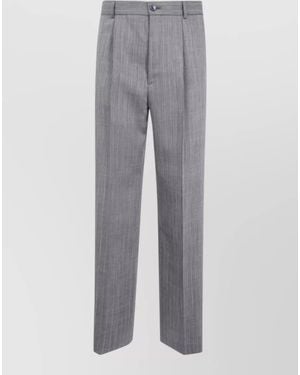 Dries Van Noten Wool Tailored Pants - Gray
