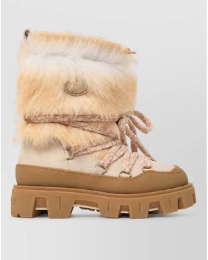 Moncler Leather Boots - Natural