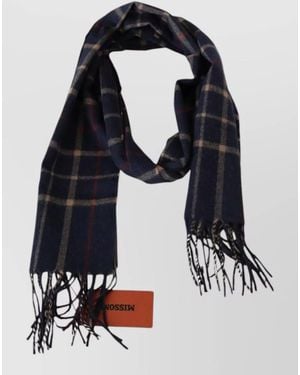 Missoni Checked Camel Hair Scarf - Blue