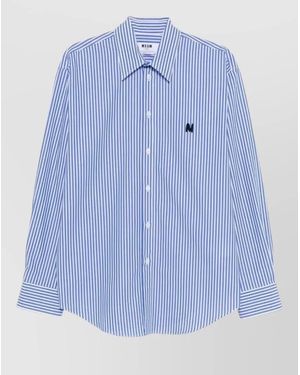 MSGM Striped Cotton Shirt - Blue