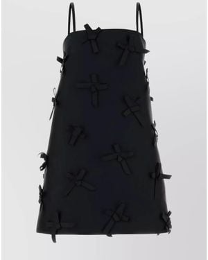 Jil Sander Silk Satin Bow-Embellished Sleeveless Mini Dress - Black