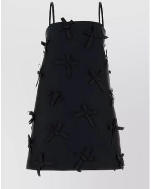 Jil Sander Silk Satin Bow-Detail Mini Dress - Black