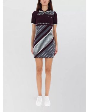 CASABLANCA Diagonal Stripe Knit Tennis Polo Dress - Blue