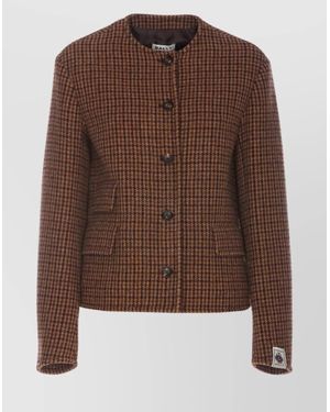 Bally Front Pockets Houndstooth Pattern Jacket - Brown