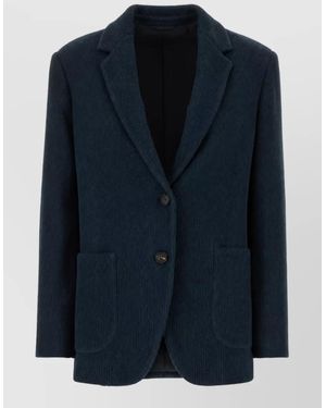 Brunello Cucinelli Knit Single Breasted Coat - Blue