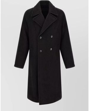 Lemaire Alpaca Wool Oversized Double-Breasted Coat - Black