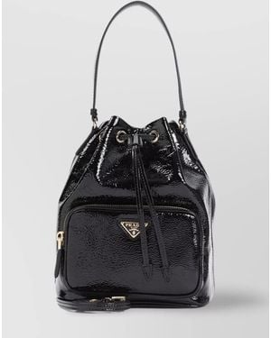 Prada Bucket Lamb Leather Bucket Bag - Black
