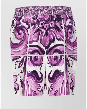 Dolce & Gabbana Cotton Printed Short Shorts - Purple