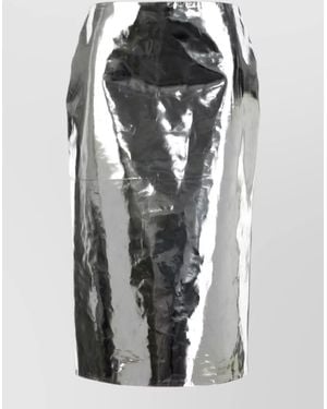 Jil Sander High Waisted Leather Knee Length Pencil Skirt - Black