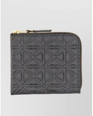 Comme des Garçons Embossed Pattern Zip Wallet With Hardware - Gray