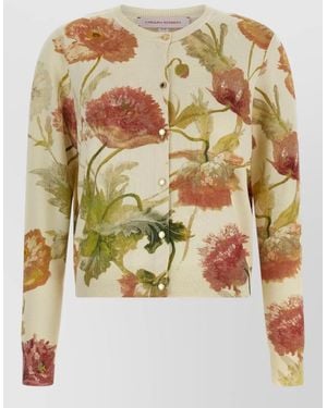 Carolina Herrera Floral-Print Cardigan - Metallic