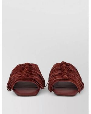 Ash Flat Mule Brigitte Fringe Open Toe - Red