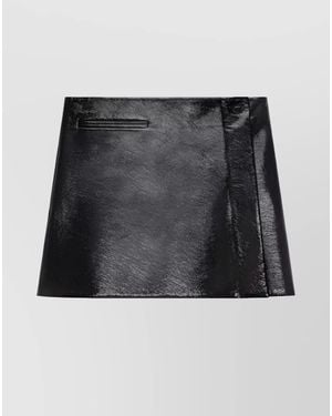 Courreges Leather Mini A-Line Skirt - Black