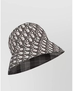 Dior Wide Brim Checked Pattern Reversible Cap - Brown