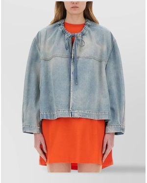 MSGM Denim Oversized Cropped Jacket - Blue