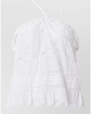 Isabel Marant Tiered Lace Halter Dress Ruffle Trim - White