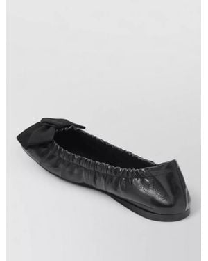 Prada Ballerina Shoes Bow Detail Elasticated Trim - Black