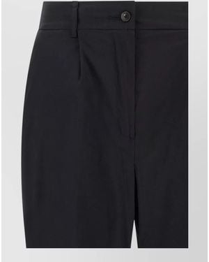 Kiton Poplin Tailored Trousers Pleats Belt Loops Pockets - Blue