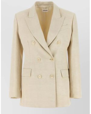 P.A.R.O.S.H. Raisa Blazer Tailored Notch Lapel Design - Natural