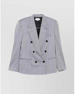 Stella McCartney Wool Pinstripe Double-Breasted Blazer - Grey