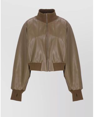 Norma Kamali Stylish Short Jacket High Collar - Natural