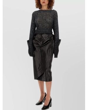 Maison Margiela Slim-Fit Knee-Length Pencil Skirt With Bow - Black