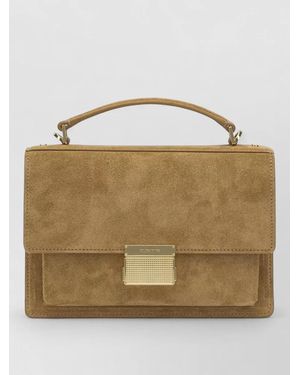 Golden Goose Venezia Suede Crossbody Bag Top Handle - Natural