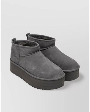 UGG Suede Platform Ankle Boots - Grey