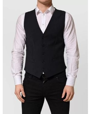 Dolce & Gabbana Wool Single Breasted Waistcoat - Blue