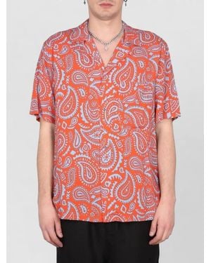 Marcelo Burlon Paisley Bowling Collar Short Sleeve Shirt - Red