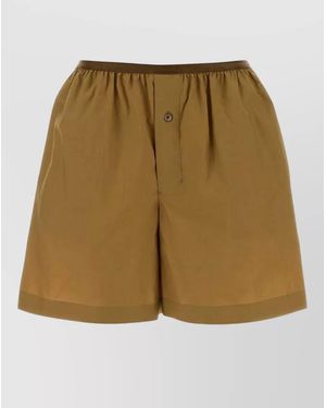 Lemaire Poplin Shorts Button Detail Relaxed Fit - Natural