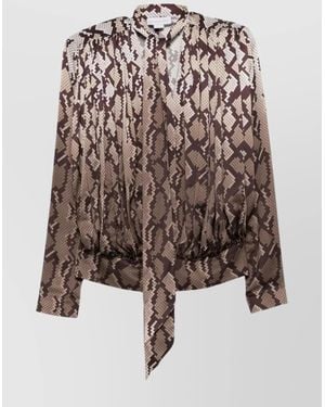 Stella McCartney Satin Top With Snake Print And Knot - Brown