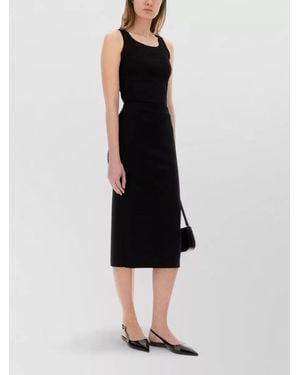 Max Mara Midi Dress Fitted Silhouette Scoop Neckline - Black