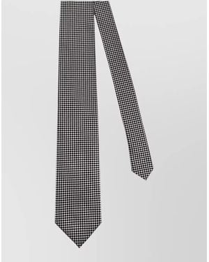 Tom Ford Silk Tie Houndstooth Micro Pattern Pointed Tip - White