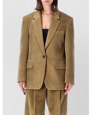 Rohe Corduroy Blazer Structured Shoulders Notch Lapels - Natural