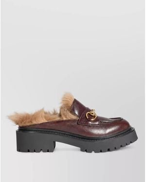 Gucci Leather Horsebit Mule Loafers - Brown