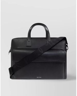 Paul Smith Leather Business Bag With Adjustable Strap - Black
