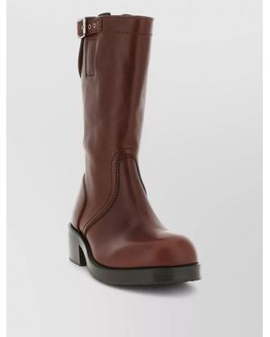 Dries Van Noten Leather Biker Mid-Calf Boots - Brown