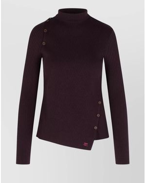 Courreges Asymmetric High Neck Long Sleeve Sweater - Purple