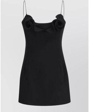 Magda Butrym Short Dress Lingerie Style Floral Straps - Black