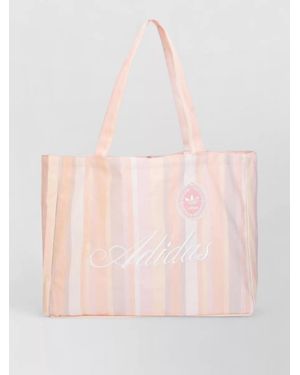 adidas Beach Tote Bag Striped Pattern Dual Handles - Pink