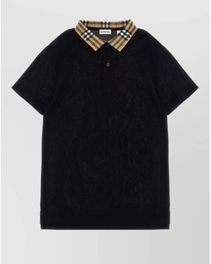 Burberry Johane Cotton Piqué Polo Shirt Asymmetrical Hem - Black